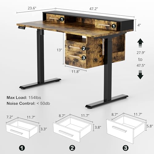 Standing Desk with 4 Drawers, Height Adjustable Electric Sit Stand Desk X5121