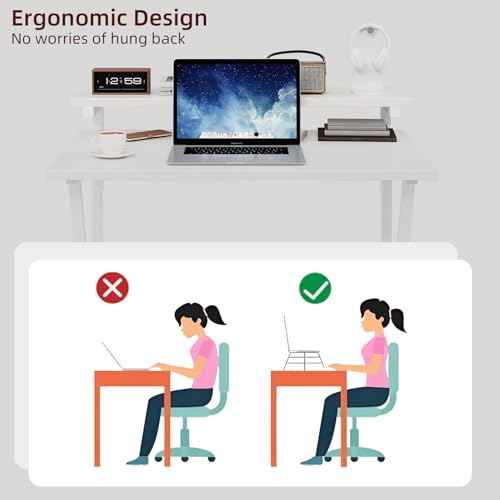 Small Desk with Adjustable Monitor Stand for Small Spaces, Grey G4959
