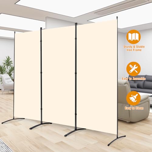 Room Divider Screen 3 Panel Folding Partition with Metal Frame, Grey N348
