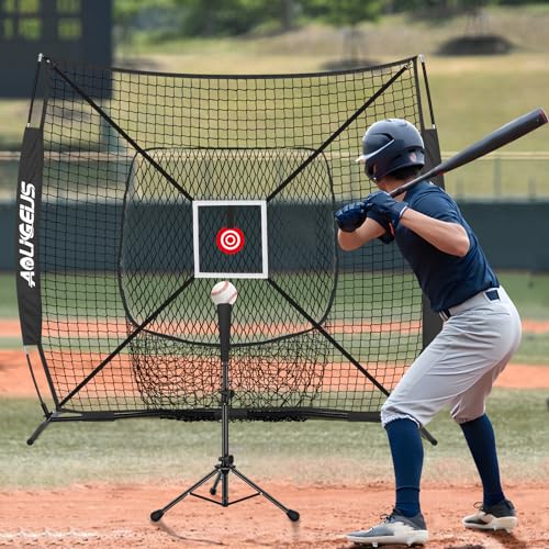 Baseball Softball Practice Net with Batting Tee and Strike Zone Target O4170