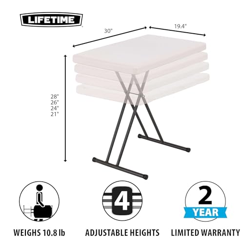4-Foot Commercial Adjustable Folding Table, Almond T677