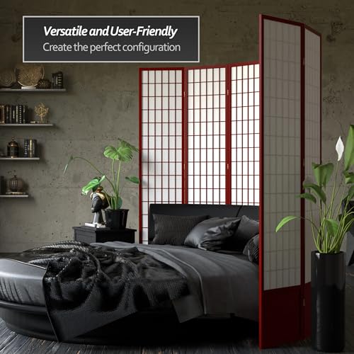 7 ft. Tall Window Pane Shoji Screen Room Divider, 3 Panels, White S15216
