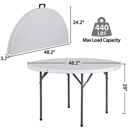 Portable 4 Foot Plastic Folding Table, Indoor Outdoor Heavy Duty, White Y15191