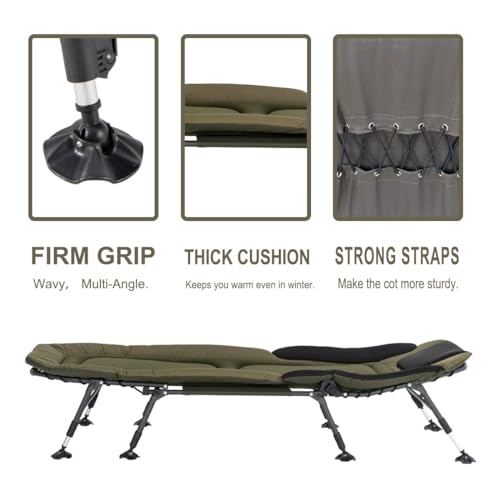 Camping Cot for Adults with Carry Bag, Heavy Duty Folding Bed with Padded Cushion D77188