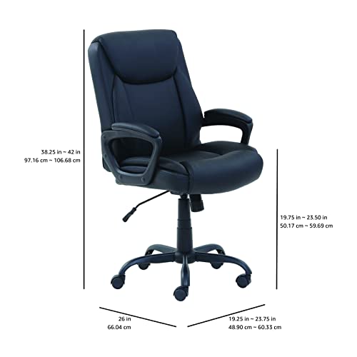 Mid-Back Height Adjustable Office Desk Chair with Armrest, Black R860779