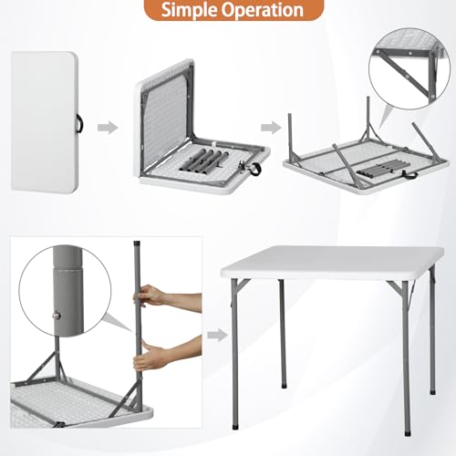 Portable 4 Foot Plastic Folding Table, Indoor Outdoor Heavy Duty, White Y15191