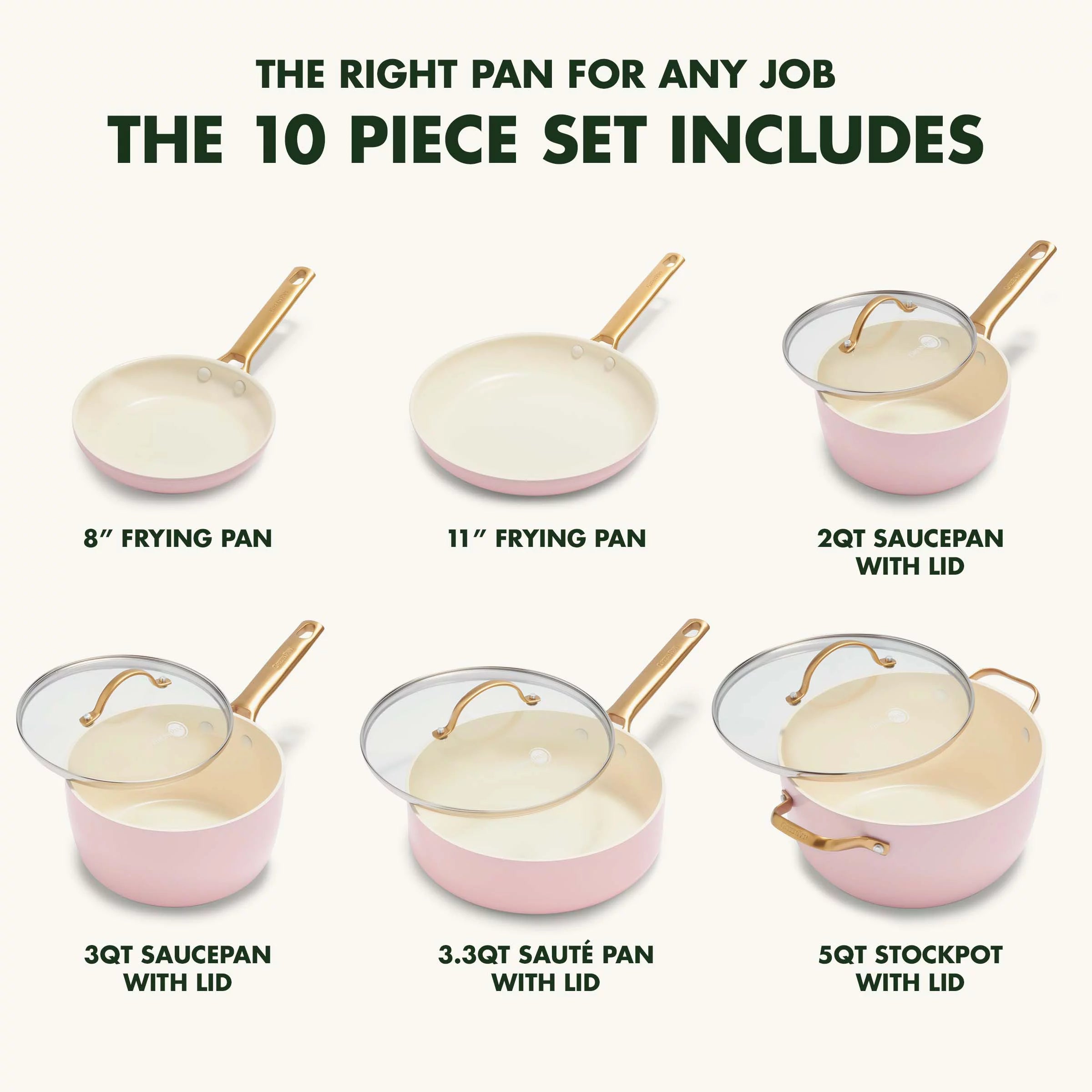 Healthy Ceramic Nonstick 10 Piece Cookware Set, Blush Pink J128528