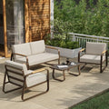 4-Piece Outdoor Patio Furniture Set with Sofa and Tempered Glass Table B6490