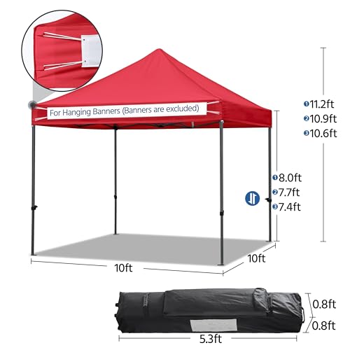 Heavy Duty Pop Up Canopy Tent 10x20 with Wheeled Carry Bag, White Q36763