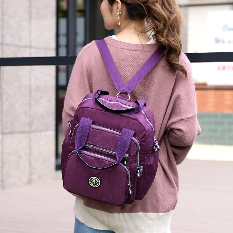 Women's Lightweight Nylon Tote with Multi-Pockets U657627