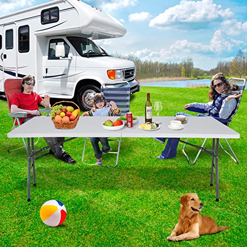 Portable 4 Foot Plastic Folding Table, Indoor Outdoor Heavy Duty, White Y15191