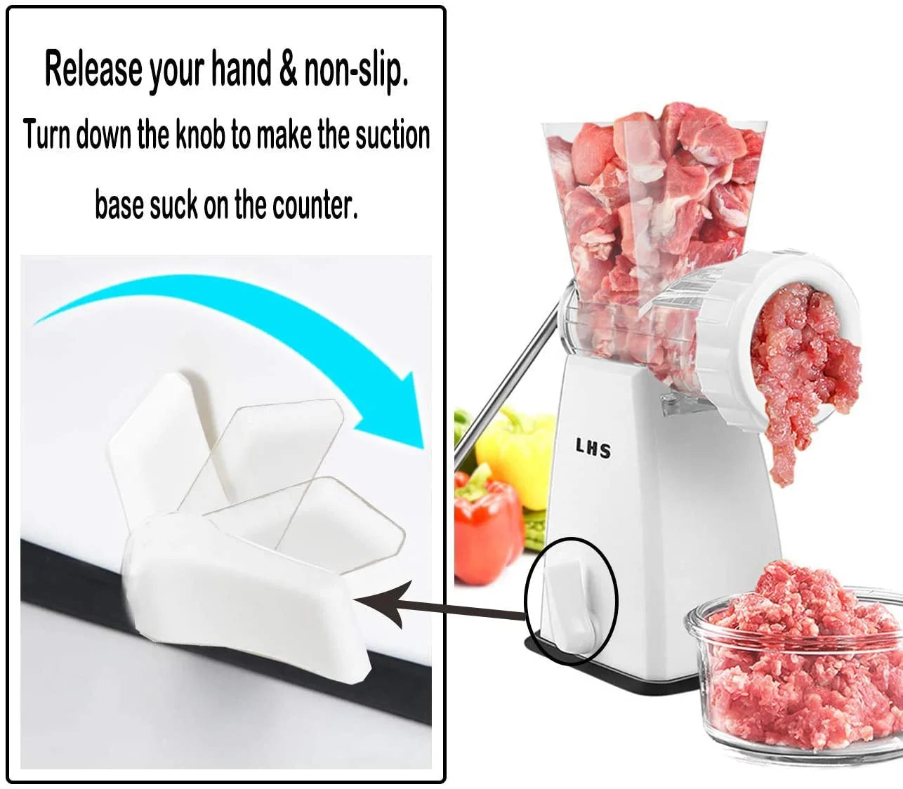 Manual Meat Grinder with Stainless Steel Blades O9276