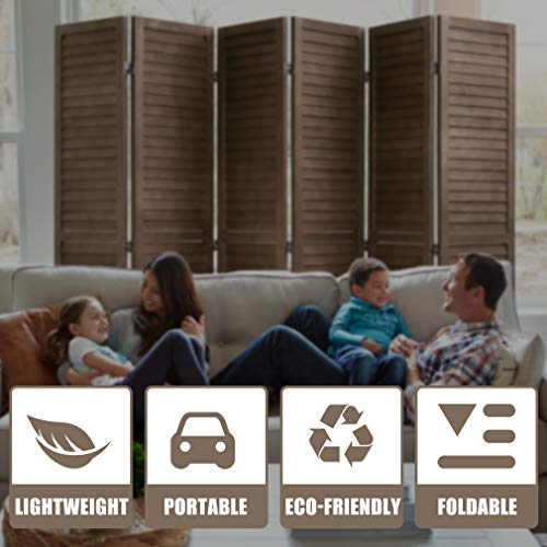 6 Panel Wood Room Divider Privacy Screen Freestanding White U13428