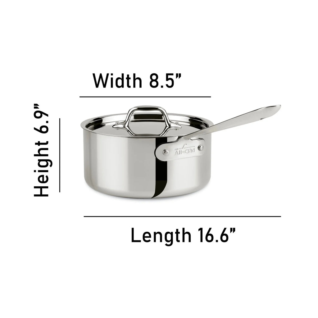 Stainless Steel Tri-Ply Sauce Pan with Lid, 3-Quart N494373