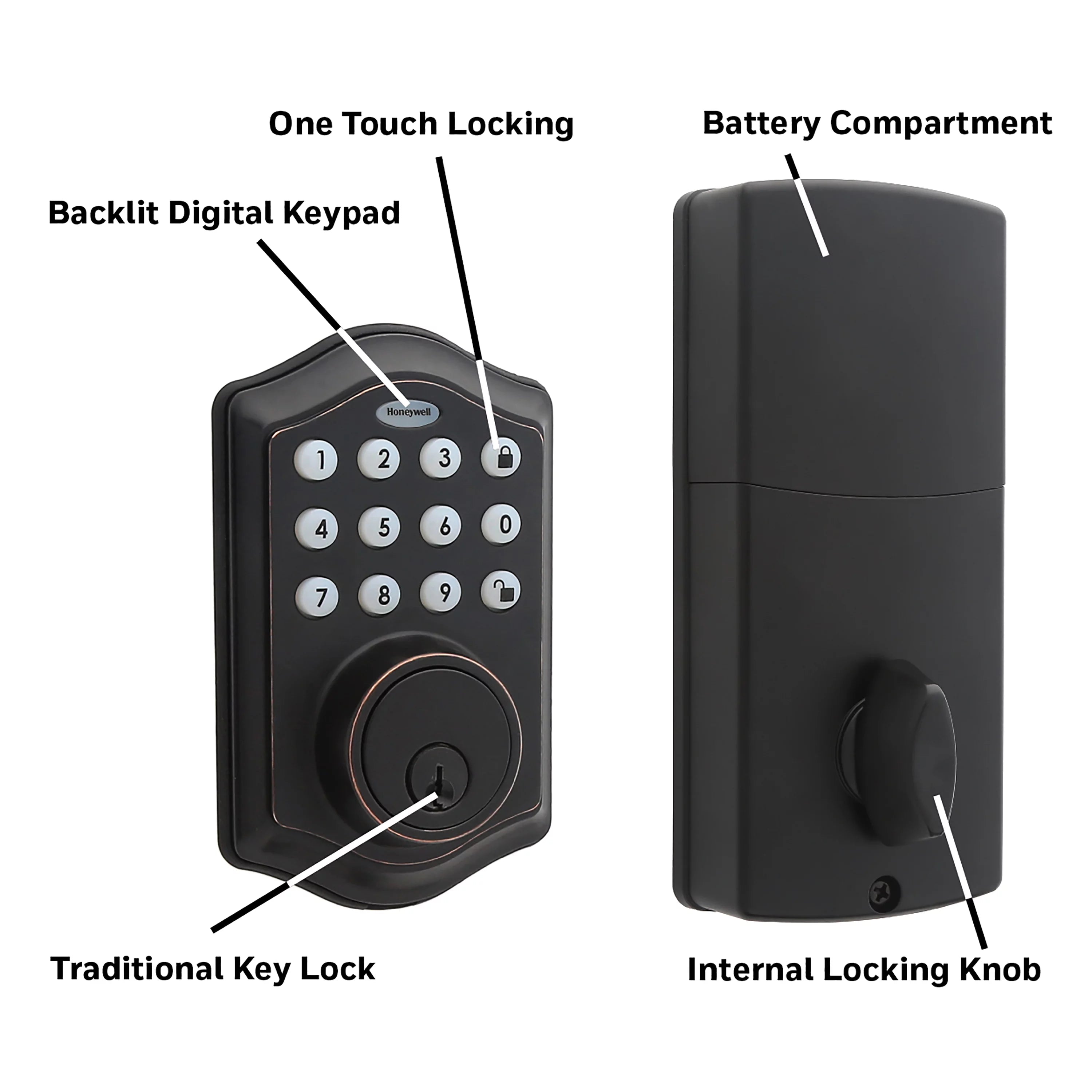 Electronic Entry Deadbolt with Keypad, Oil Rubbed Bronze P43714