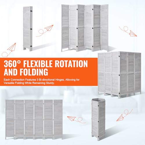 4 Panel Folding Wood Room Divider, 66.9 Inch Tall Privacy Screen I263