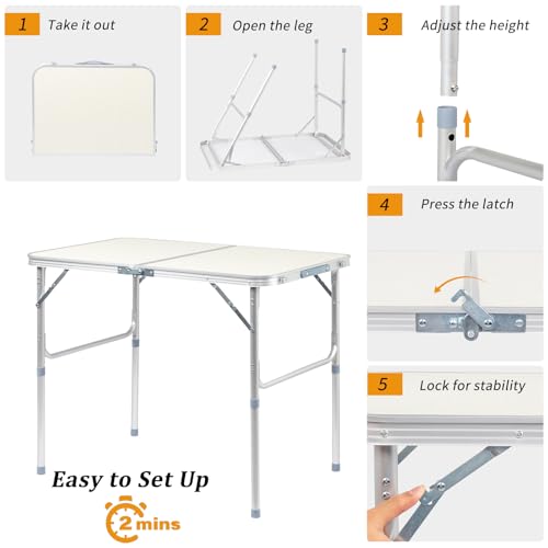 3ft Aluminum Folding Camping Table with Carrying Handle O3096