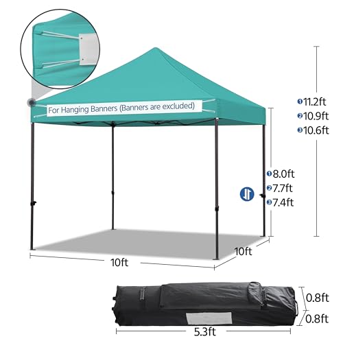 Heavy Duty Pop Up Canopy Tent 10x20 with Wheeled Carry Bag, White Q36763
