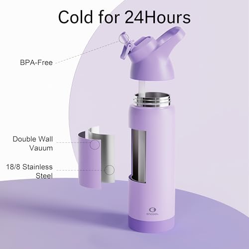 Insulated Water Bottle with Straw, 24 oz, Leakproof, BPA-Free B201134