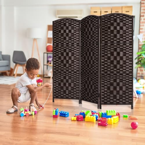 3 Panel Folding Room Divider, Dark Mocha Privacy Screen K453