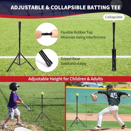Baseball & Softball Practice Net with Bow Frame, Portable, with Batting Tee and Carry Bag B6660