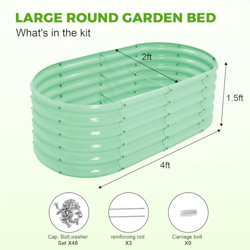 Galvanized Raised Garden Bed Kit 4x2x1.5ft Oval Metal Planter Box for Vegetables Outdoor V57489