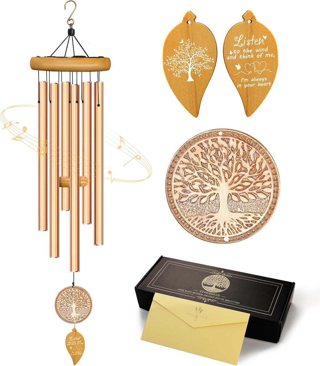 Sympathy Wind Chimes, Tree of Life Deep Tone Memorial Wind Chimes for Loss of Loved One, in Memory of Mother Father Brother Husband Bereavement/Remembrance/Condolence/funeral/Memorial Gifts