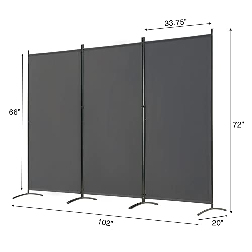 3 Panel Room Divider Folding Partition Privacy Screens, Freestanding Fabric Panel, 102" W x 71" H S7520