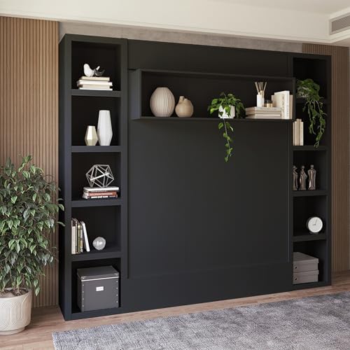 Queen Murphy Wall Bed with Two Bookshelves Z468