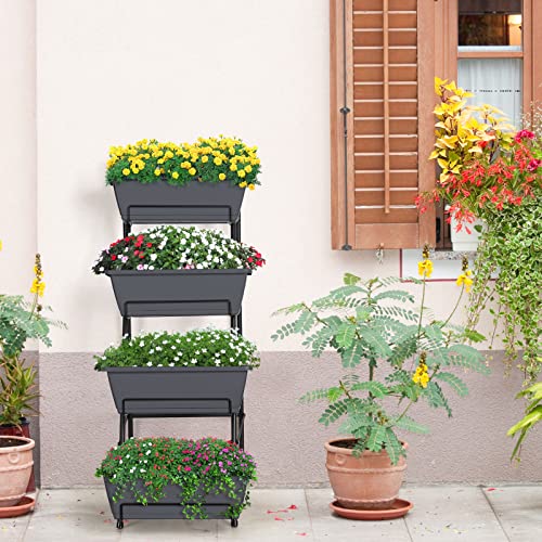 Raised Garden Bed 4 Tier Vertical Planter with Legs H80745