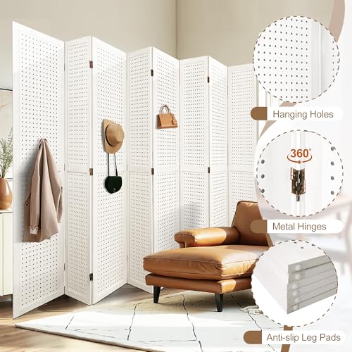 6 Panel Wooden Room Divider with Shelves P850285
