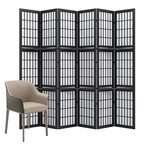 Japanese Shoji Style Folding Room Divider, 4 Panels, Black G5567