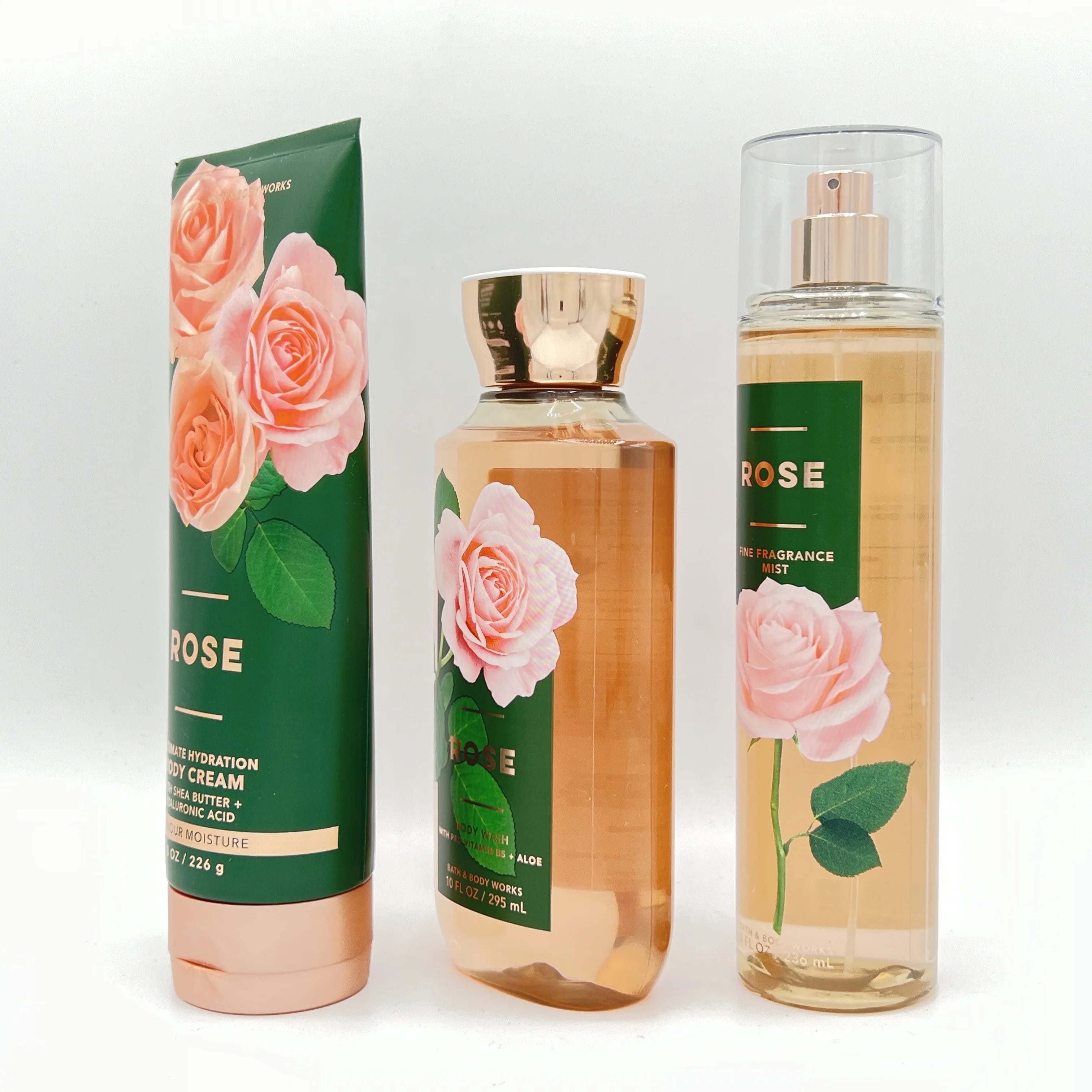 Rose Hydrating Body Cream, Body Wash & Fragrance Mist Set X3492