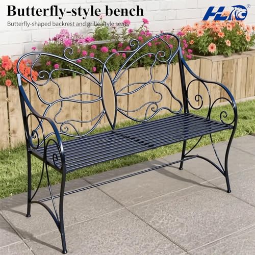 Outdoor Garden Bench Cast Iron with Armrests Y884