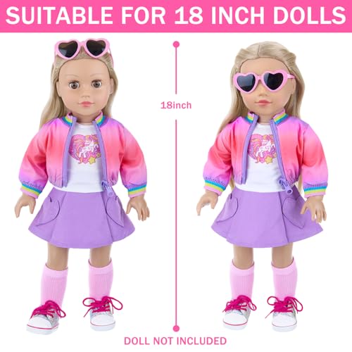 18 Inch Doll Clothes and Makeup Accessories Set with Rainbow Backpack L3809