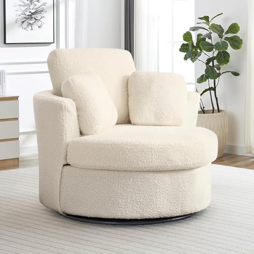 Round Swivel Barrel Chair with Ottoman for Living Room Bedroom G375183