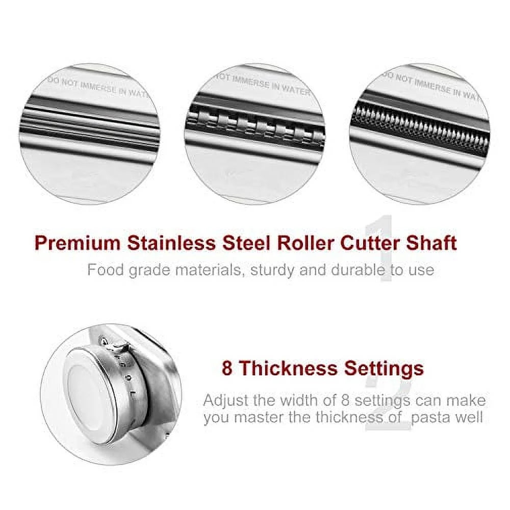 Pasta Attachment for Stand Mixer, 3 Piece Stainless Steel Roller and Cutter Set N609