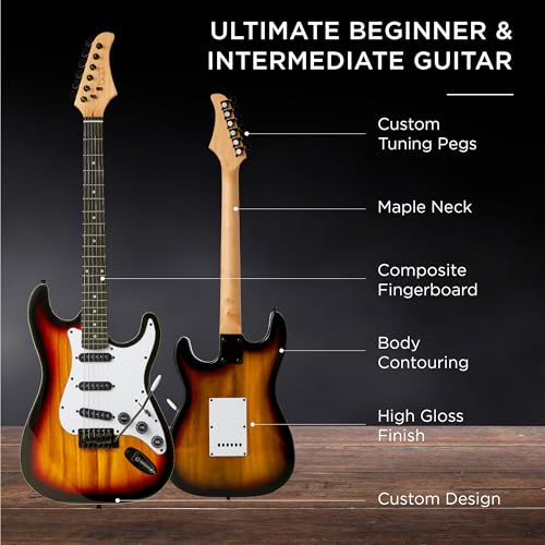 39in Full Size Beginner Electric Guitar Starter Kit with Case and Amp E13920