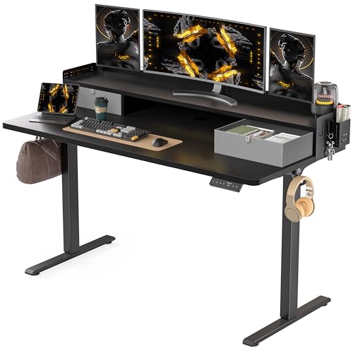 Electric Standing Desk with 2 Drawers, Height Adjustable for Home Office W495