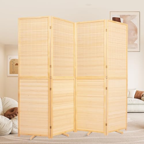 Bamboo Room Divider 4 Panel Freestanding Folding Privacy Screen T33053
