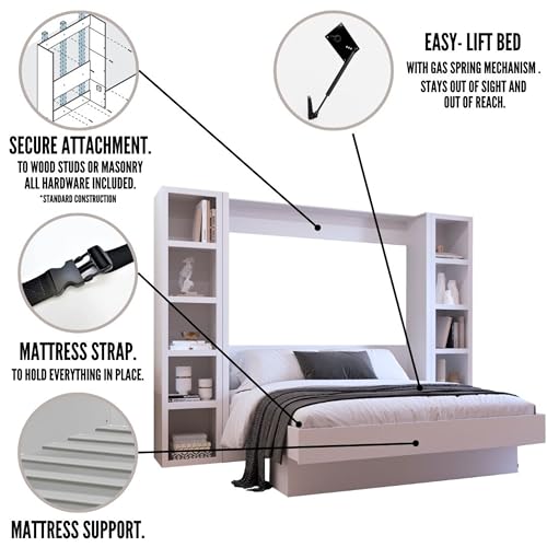 Queen Murphy Wall Bed with Two Bookshelves Z468