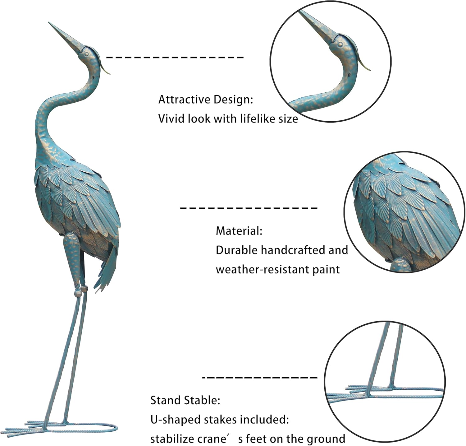 Metal Crane Garden Statue Décor, Set of 2, Outdoor Yard Art V562875