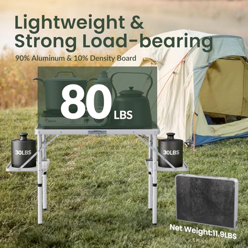 Folding Camping Table Small 2ft, Portable with Extra Space, Aluminum V581
