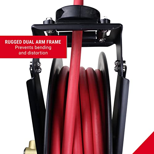 Steel Dual Arm Air Hose Reel 1/2" x 50 ft. with Leader Hose 1/2" x 6 ft. Q3988