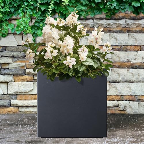 10 Inch Square Concrete Planter with Drainage Hole for Indoor Outdoor Patio Garden P69102