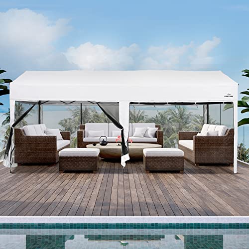 10 x 20 ft Pop Up Canopy with Removable Sidewalls and Carry Bag D431035