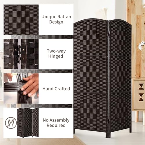 3 Panel Folding Room Divider, Dark Mocha Privacy Screen K453