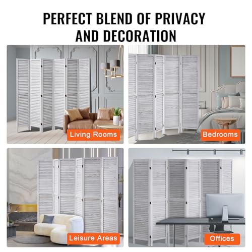 4 Panel Folding Wood Room Divider, 66.9 Inch Tall Privacy Screen I263