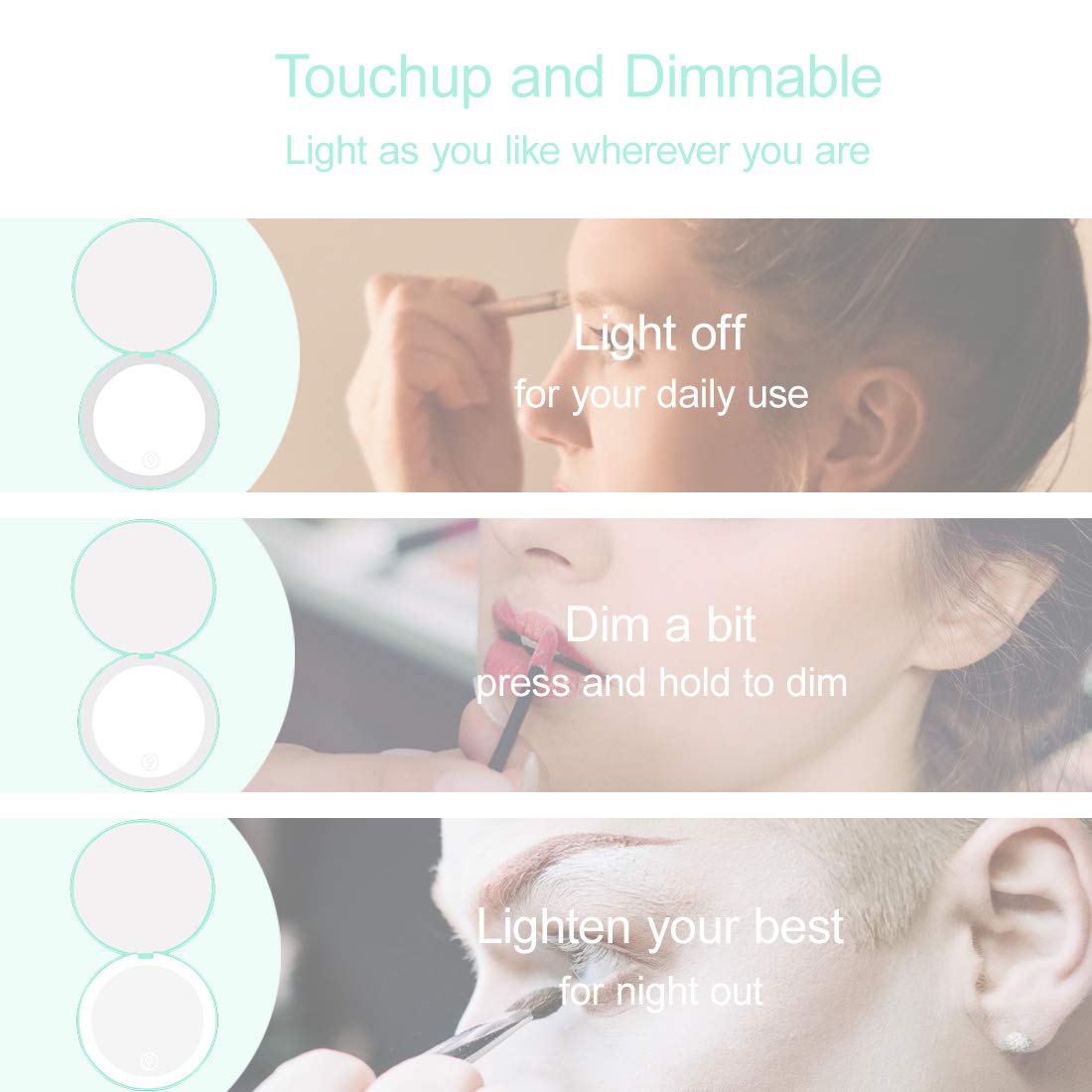 LED Light Compact Mirror with 10x Magnification and Tweezer Set K3737