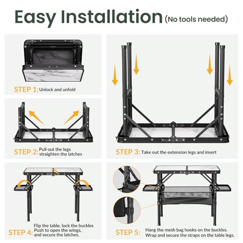 Folding Camping Table Small 2ft, Portable with Extra Space, Aluminum V581